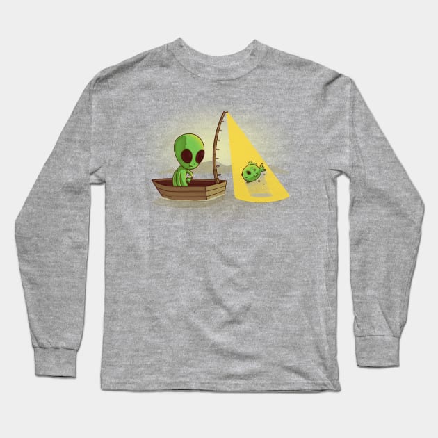 Alien Fishing Long Sleeve T-Shirt by Naolito